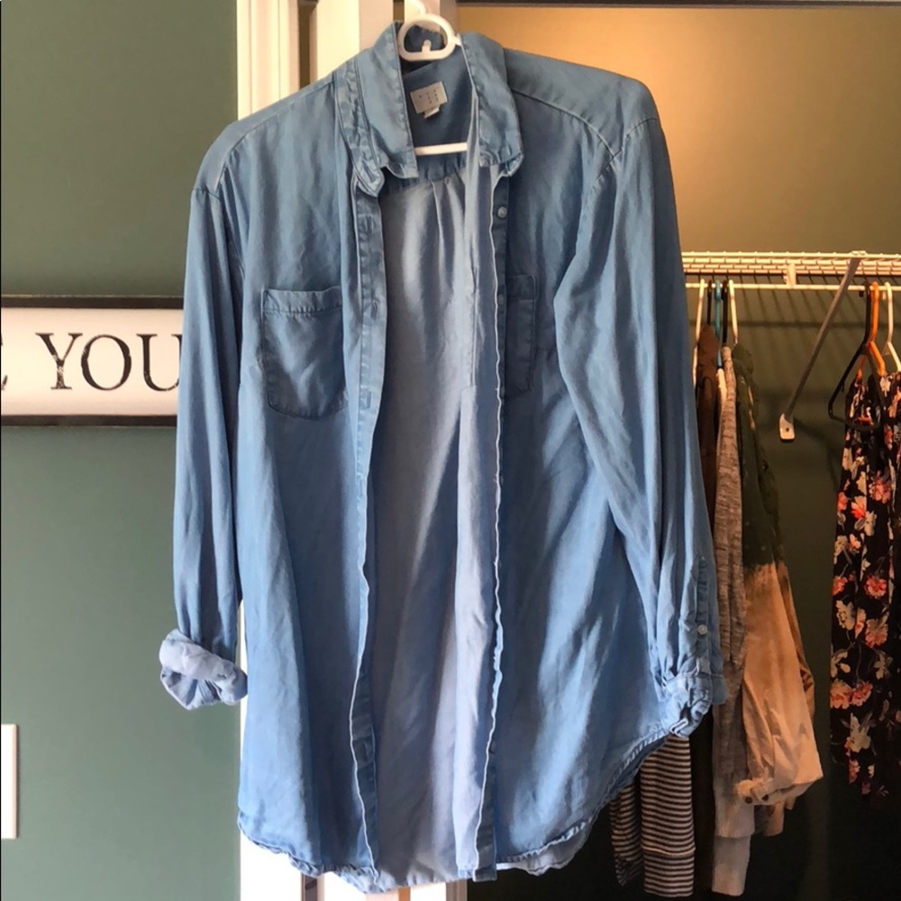 Button down jean colored blouse